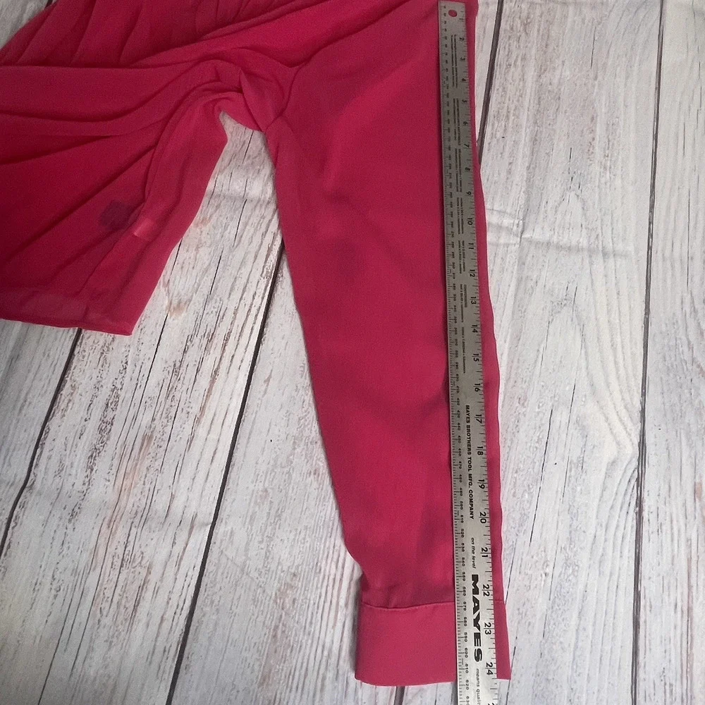 Torrid Chiffon Buton Down Size 1X Long Sleeve Blouse Pink BOHO - Picture 13 of 16